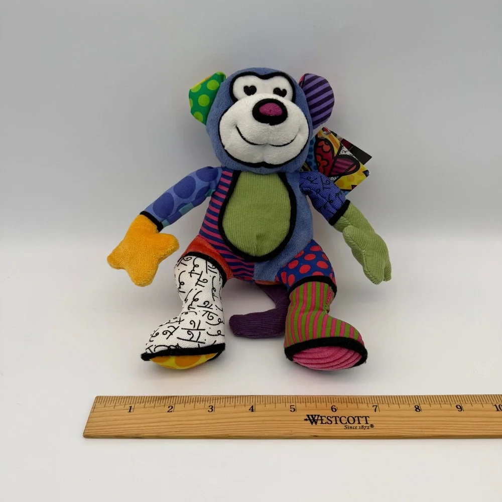 Enesco Matisse the Monkey Romero Britto Pop Plush Colorful 9